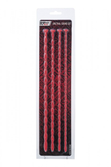 Набор из 4 красных уретральных зондов TOYFA Black Red различного диаметра - ToyFa - купить с доставкой в Москве
