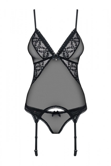 Полупрозрачный корсаж с рюшевой отделкой - Obsessive купить с доставкой