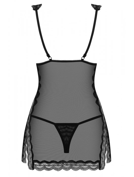 Полупрозрачная сорочка с разрезами по бокам (большой размер) - Obsessive купить с доставкой