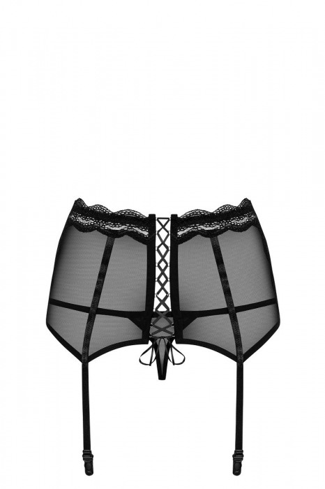 Широкий кружевной пояс в комплекте с трусиками и пэстисами - Obsessive купить с доставкой