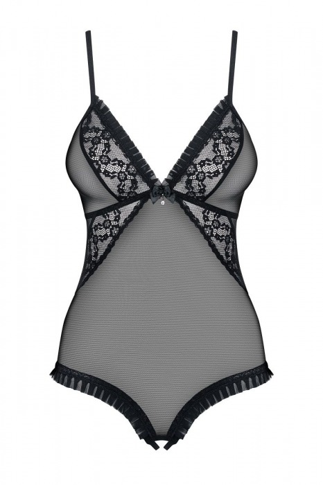 Очаровательное полупрозрачное боди с кружевным лифом и интимным доступом - Obsessive купить с доставкой