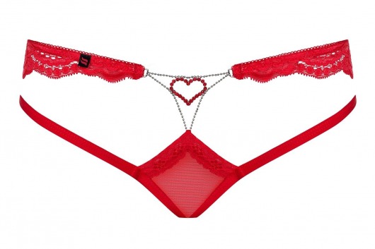 Сексуальные трусики с украшением в виде сердца из кристаллов - Obsessive купить с доставкой