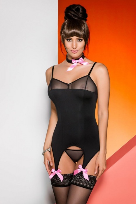 Корсаж Nora с прозрачными элементами и розовыми бантами - Avanua купить с доставкой