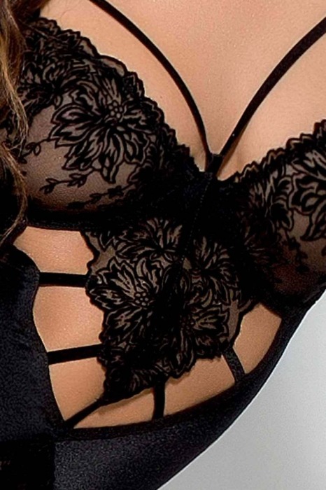 Изысканное боди Haya с крупным цветочным узором - Passion купить с доставкой