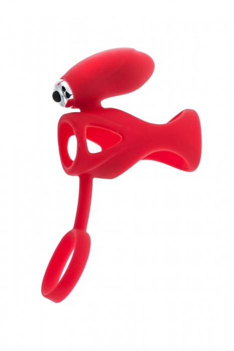 Красная насадка на пенис с клиторальным стимулятором - ToyFa - в Москве купить с доставкой