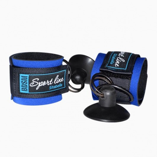 Сине-черные наручники с присосками для фиксации - Sitabella - купить с доставкой в Москве