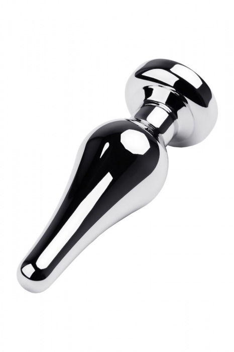 Серебристая вытянутая анальная пробка с прозрачным кристаллом - 10 см. - ToyFa - купить с доставкой в Москве