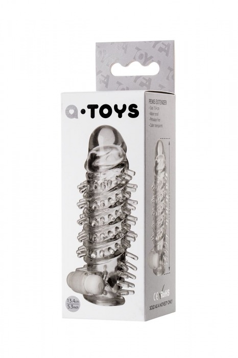 Насадка на пенис TOYFA A-Toys с вибропулей и шипами - 13,4 см. - A-toys - в Москве купить с доставкой