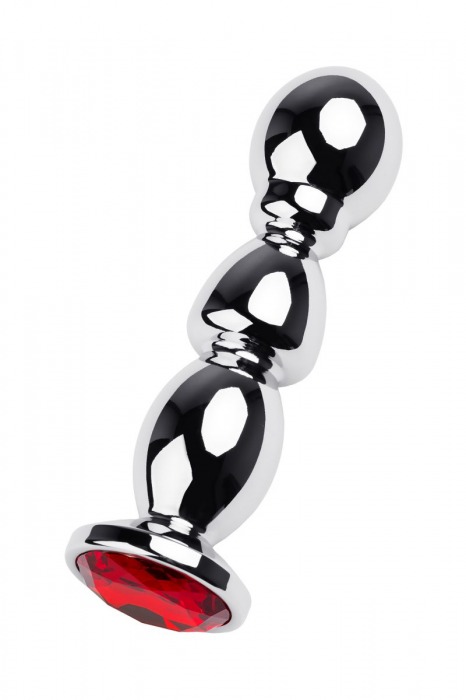 Серебристый стимулятор с красным кристаллом - 14 см. - ToyFa - купить с доставкой в Москве