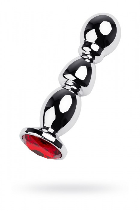 Серебристый стимулятор с красным кристаллом - 14 см. - ToyFa - купить с доставкой в Москве
