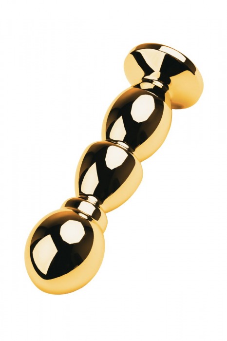 Золотистая анальная пробка с чёрным кристаллом - 14 см. - ToyFa - купить с доставкой в Москве