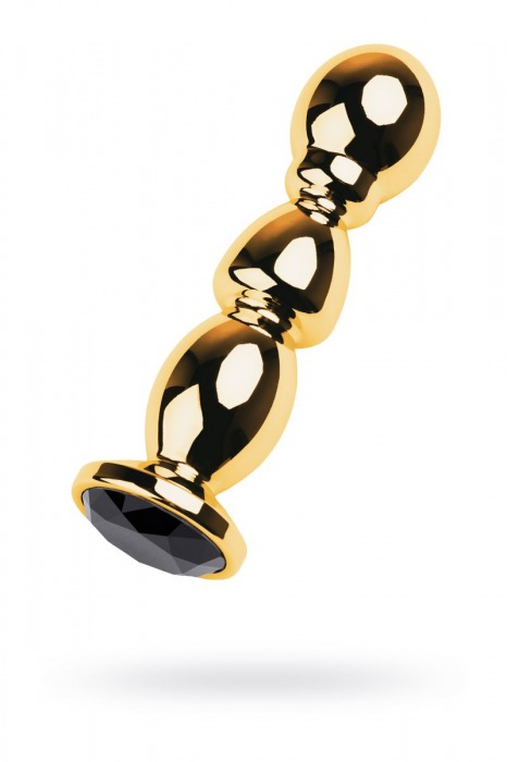 Золотистая анальная пробка с чёрным кристаллом - 14 см. - ToyFa - купить с доставкой в Москве