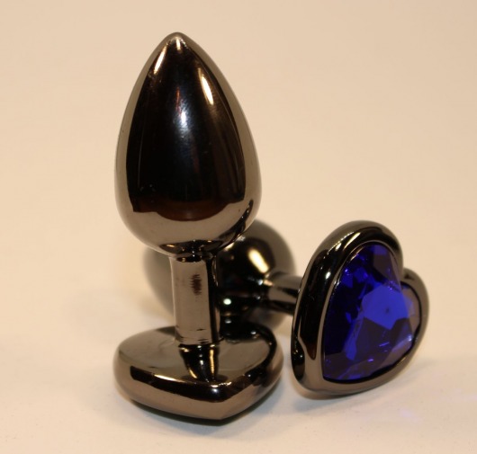 Чёрная пробка с синим сердцем-кристаллом - 7 см. - 4sexdreaM - купить с доставкой в Москве