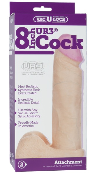 Ультрареалистичная насадка для трусиков Vac-U-Lock 8  ULTRASKYN Cock - 20,57 см. - Doc Johnson - купить с доставкой в Москве