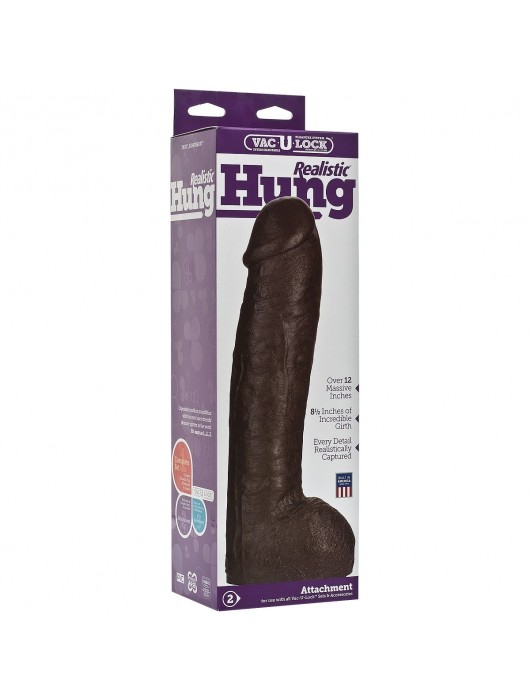 Большая насадка для трусиков Vac-U-Lock Realistic Hung - 31,7 см. - Doc Johnson - купить с доставкой в Москве