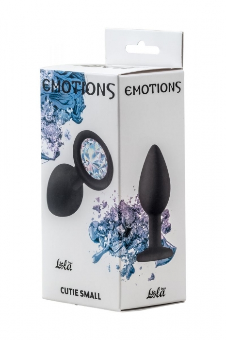 Чёрная анальная пробка Emotions Cutie Small с прозрачным кристаллом - 7,5 см. - Lola Games - купить с доставкой в Москве
