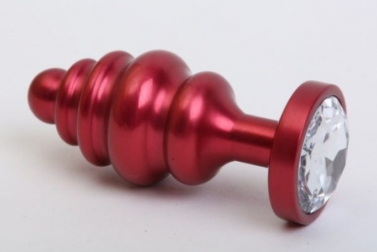 Красная металлическая фигурная пробка с прозрачным стразом - 7,3 см. - 4sexdreaM - купить с доставкой в Москве