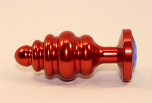 Красная фигурная пробка с синим стразом - 7,3 см. - 4sexdreaM - купить с доставкой в Москве