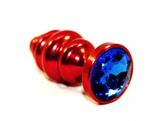 Красная фигурная пробка с синим стразом - 7,3 см. - 4sexdreaM - купить с доставкой в Москве