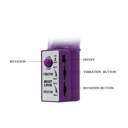 Фиолетовый вибратор с бусинами и клиторальным отростком - 24 см. - Baile