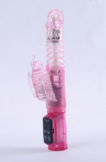 Розовый виброкомпьютер с ротацией и функцией Up Down - 23,5 см. - 4sexdreaM