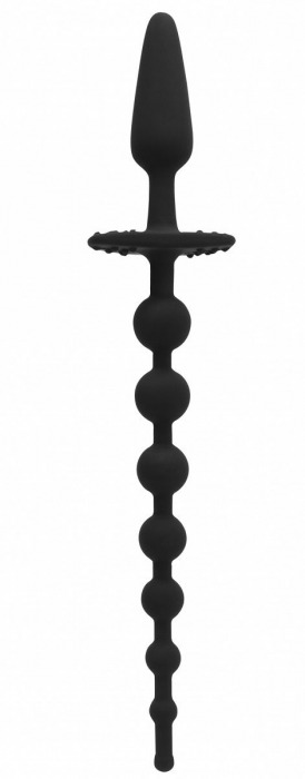 Чёрная анальная елочка с рукоятью в виде пробки No.54 Butt Plug with Anal Chain - Shots Media BV