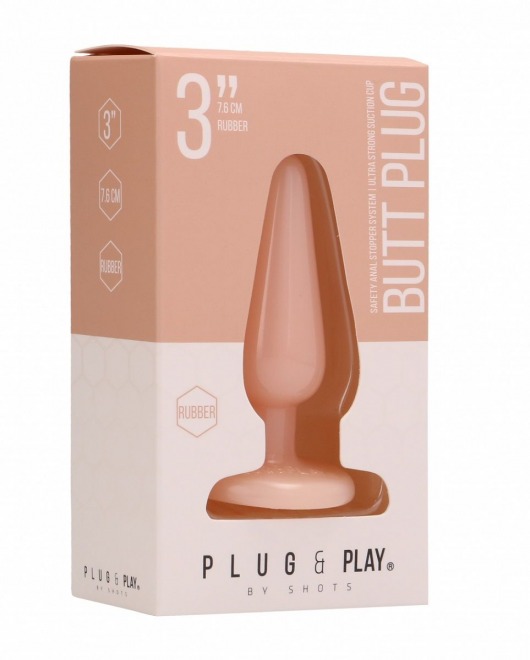 Телесная анальная пробка Butt Plug Basic 3 Inch - 7,6 см. - Shots Media BV