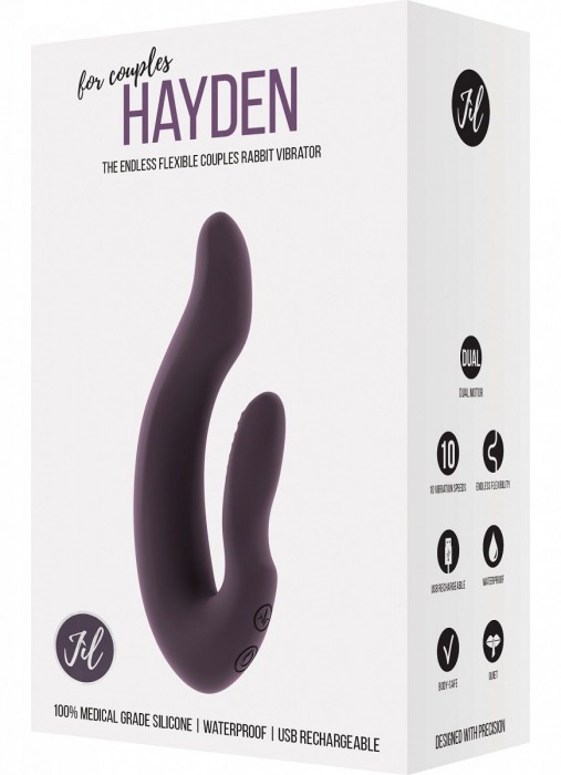 Фиолетовый хай-тек вибратор для пар Hayden - 15,2 см. - Shots Media BV