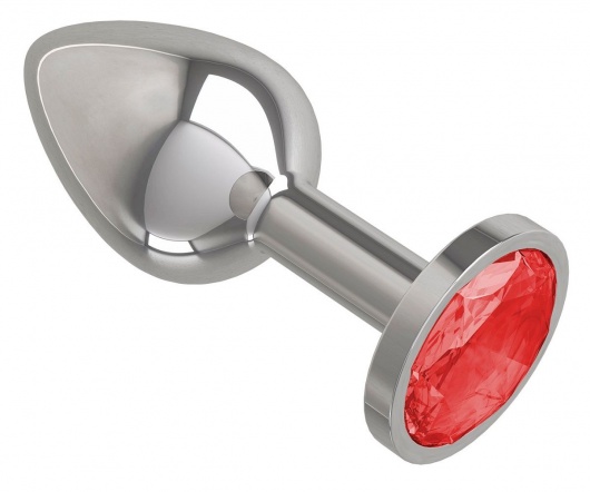 Серебристая анальная втулка с красным кристаллом - 7 см. - Джага-Джага - купить с доставкой в Москве