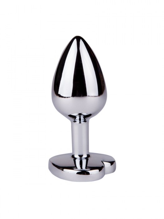 Серебристая анальная втулка с розовым кристаллом-сердцем - 7 см. - Джага-Джага - купить с доставкой в Москве