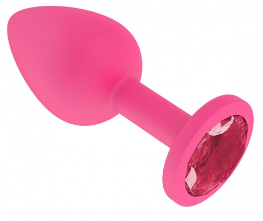 Розовая анальная втулка с малиновым кристаллом - 7,3 см. - Джага-Джага - купить с доставкой в Москве
