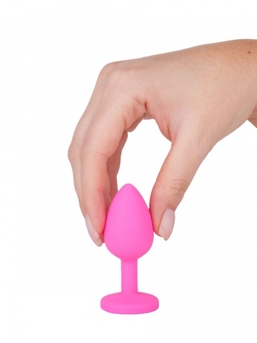 Розовая анальная втулка с малиновым кристаллом - 7,3 см. - Джага-Джага - купить с доставкой в Москве