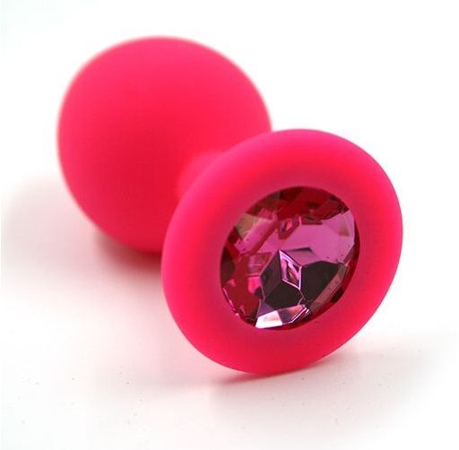 Розовая анальная втулка с малиновым кристаллом - 7,3 см. - Джага-Джага - купить с доставкой в Москве