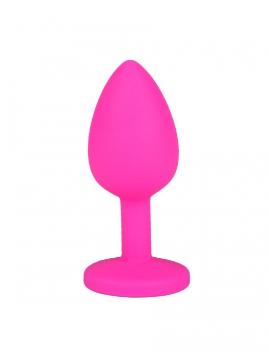 Розовая силиконовая анальная втулка с красным кристаллом - 7,3 см. - Джага-Джага - купить с доставкой в Москве