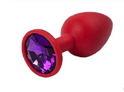 Красная анальная втулка с фиолетовым кристаллом - 7,3 см. - Джага-Джага - купить с доставкой в Москве