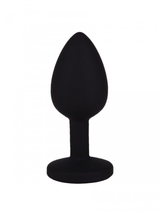 Чёрная анальная втулка с голубым кристаллом - 7,3 см. - Джага-Джага - купить с доставкой в Москве