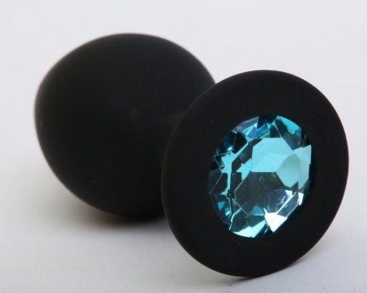 Чёрная анальная втулка с голубым кристаллом - 7,3 см. - Джага-Джага - купить с доставкой в Москве