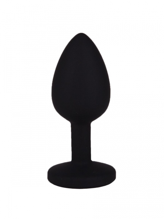 Чёрная анальная втулка с синим кристаллом - 7,3 см. - Джага-Джага - купить с доставкой в Москве