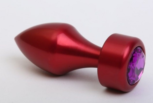 Красная анальная пробка с фиолетовым кристаллом - 7,8 см. - 4sexdreaM - купить с доставкой в Москве