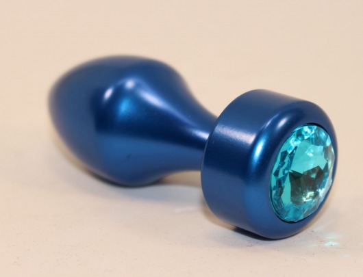 Синяя анальная пробка с голубым кристаллом - 7,8 см. - 4sexdreaM - купить с доставкой в Москве