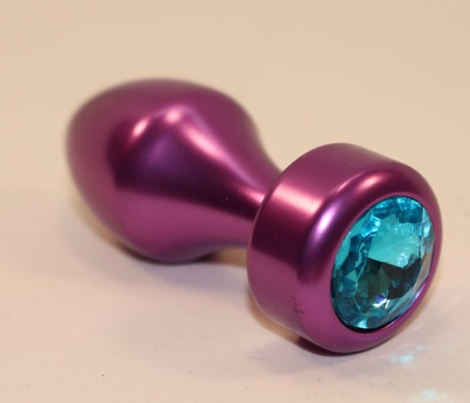 Фиолетовая анальная пробка с голубым кристаллом - 7,8 см. - 4sexdreaM - купить с доставкой в Москве