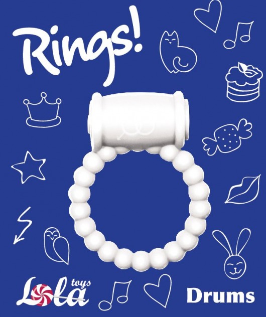 Белое эрекционное кольцо Rings Drums - Lola toys - в Москве купить с доставкой