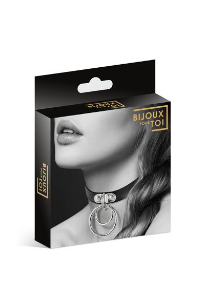 Черный чокер с двумя кольцами - Bijoux Pour Toi - купить с доставкой в Москве
