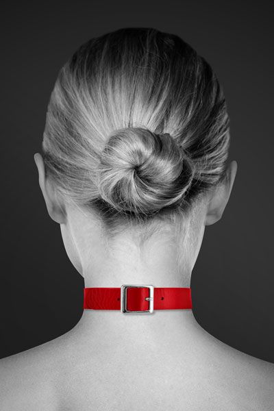 Красный узенький чокер с кольцом - Bijoux Pour Toi - купить с доставкой в Москве
