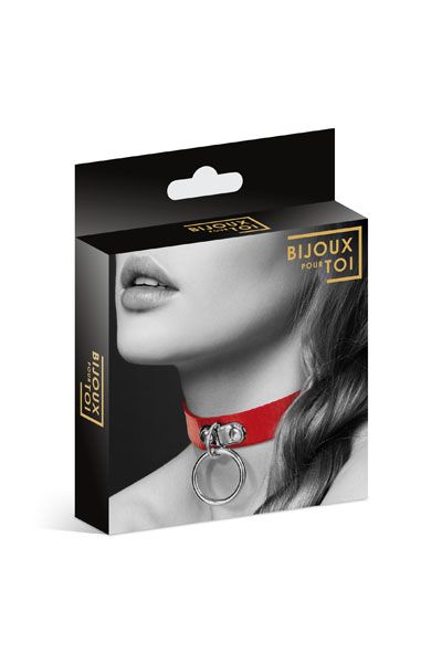 Красный узенький чокер с кольцом - Bijoux Pour Toi - купить с доставкой в Москве