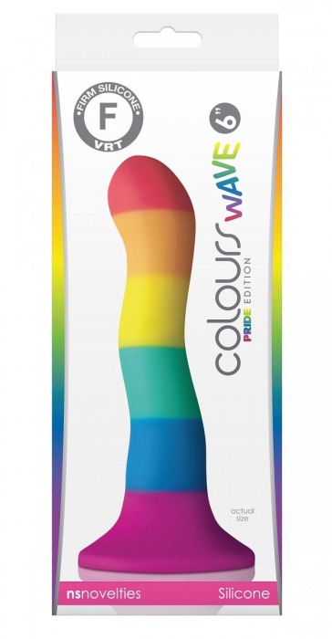 Радужный волнистый фаллоимитатор Colours Pride Edition 6  Wave Dildo - 19 см. - NS Novelties