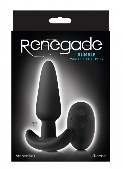 Чёрная анальная вибропробка с пультом ДУ Renegade Rumble Wireless Plug - 10 см. - NS Novelties
