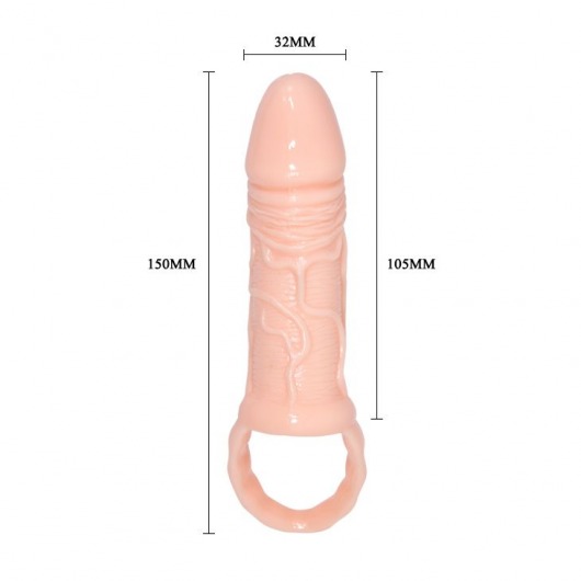 Телесная насадка удлинитель с подхватом мошонки - 15 см. - Baile - в Москве купить с доставкой