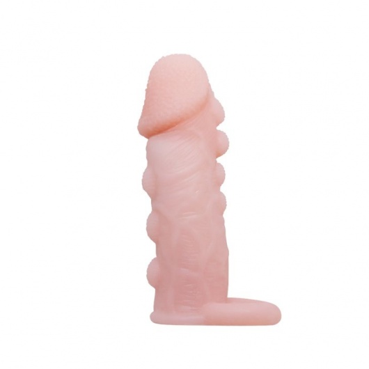 Телесная насадка с подхватом мошонки и наростами - 14 см. - Baile - в Москве купить с доставкой