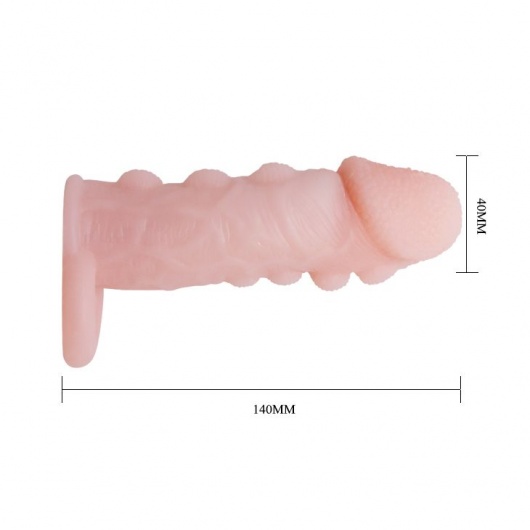 Телесная насадка с подхватом мошонки и наростами - 14 см. - Baile - в Москве купить с доставкой